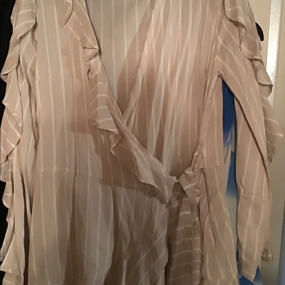 Leith Bone Striped Wrap Blouse Top Tunic